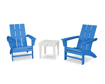 POLYWOOD® Modern Adirondack 3-Piece Set in Pacific Blue / White
