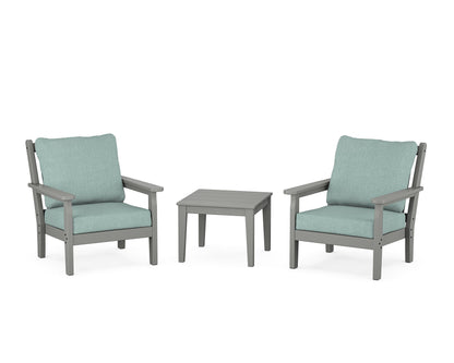 POLYWOOD® Chippendale 3-Piece Deep Seating Set in Slate Grey / Glacier Spa