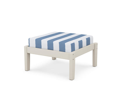 Unbranded Deep Seating Ottoman in Sand / Cabana Stripe Sky Blue