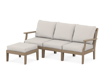 POLYWOOD® Braxton Modular 4-Piece Deep Seating Set with Ottoman in Vintage Sahara / Cast Ash