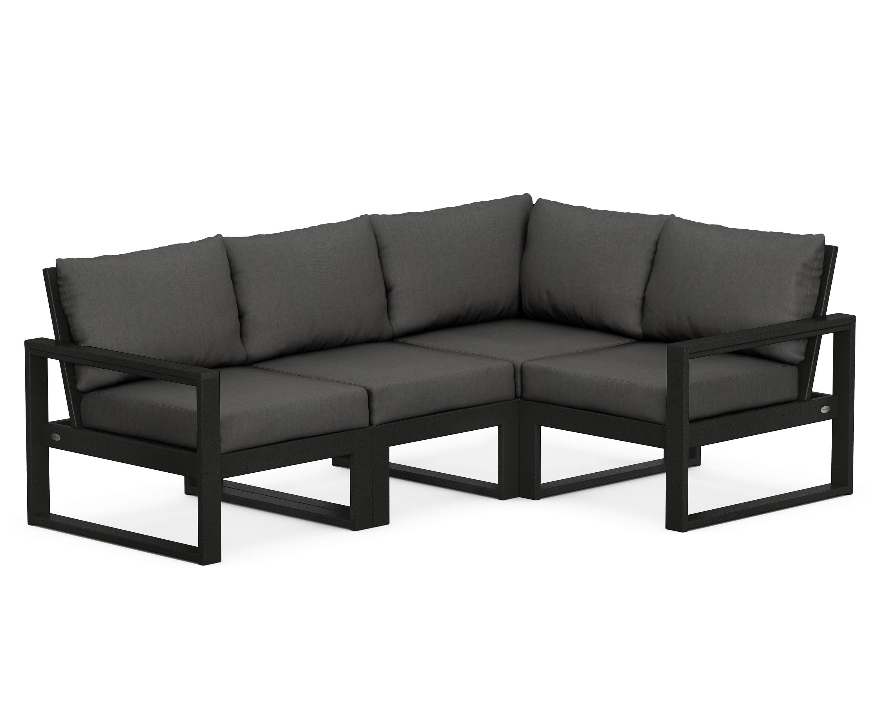 POLYWOOD® EDGE 4-Piece Modular Deep Seating Set in Black / Spectrum Carbon