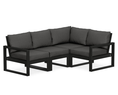 POLYWOOD® EDGE 4-Piece Modular Deep Seating Set in Black / Spectrum Carbon
