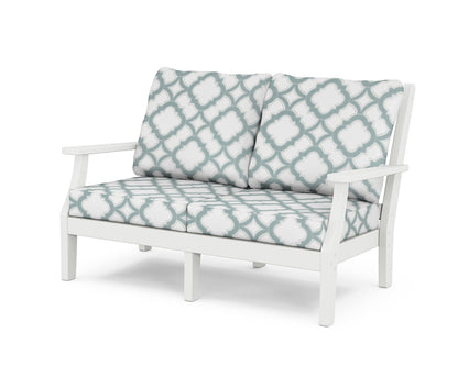 Country Living Wovendale Deep Seating Loveseat in White / Trellis Glacier Spa