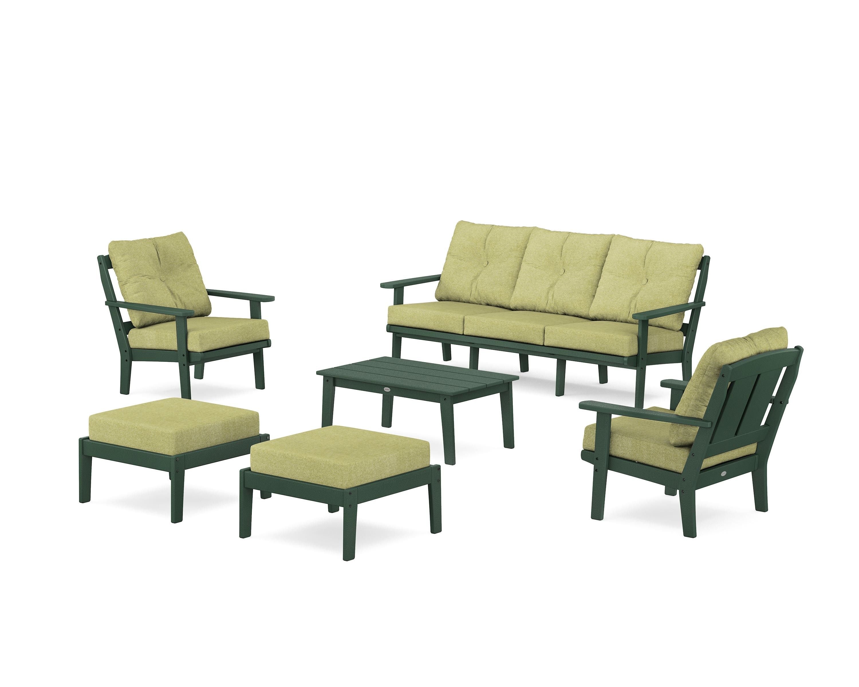 POLYWOOD® Mission 6-Piece Lounge Sofa Set in Green / Chartreuse Boucle