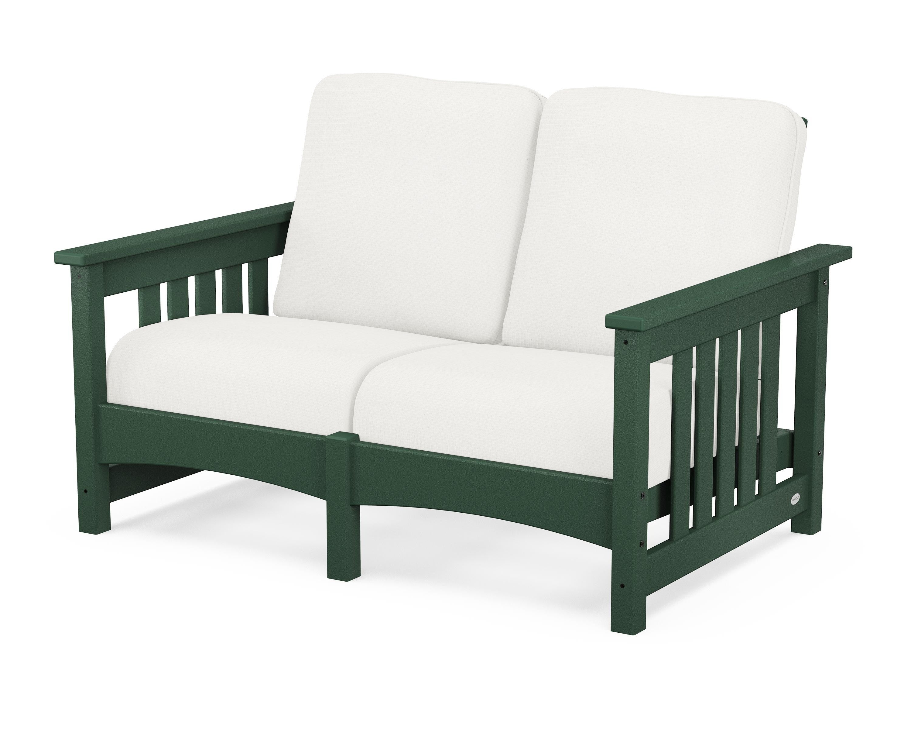 POLYWOOD® Club Mission Loveseat in Green / Natural Linen