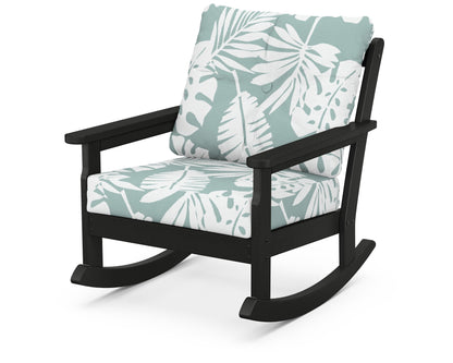 POLYWOOD® Vineyard Deep Seating Rocking Chair in Black / Leaf Glacier Spa