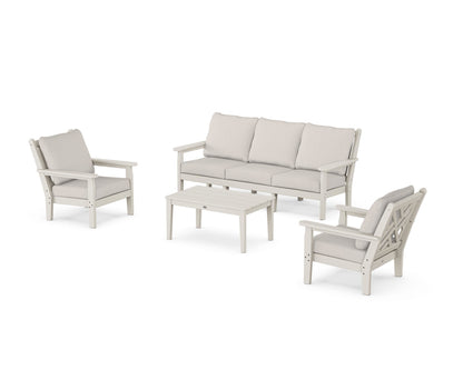 POLYWOOD® Chippendale 4-Piece Deep Seating Set with Sofa in Sand / Cast Ash