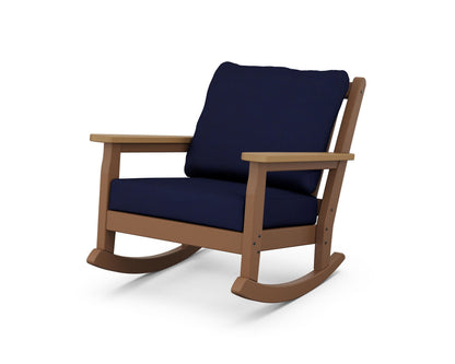 POLYWOOD® Chippendale Deep Seating Rocking Chair in Teak / Natural / Navy