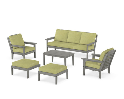 Country Living Cottage 6-Piece Lounge Sofa Set in Slate Grey / Chartreuse Boucle
