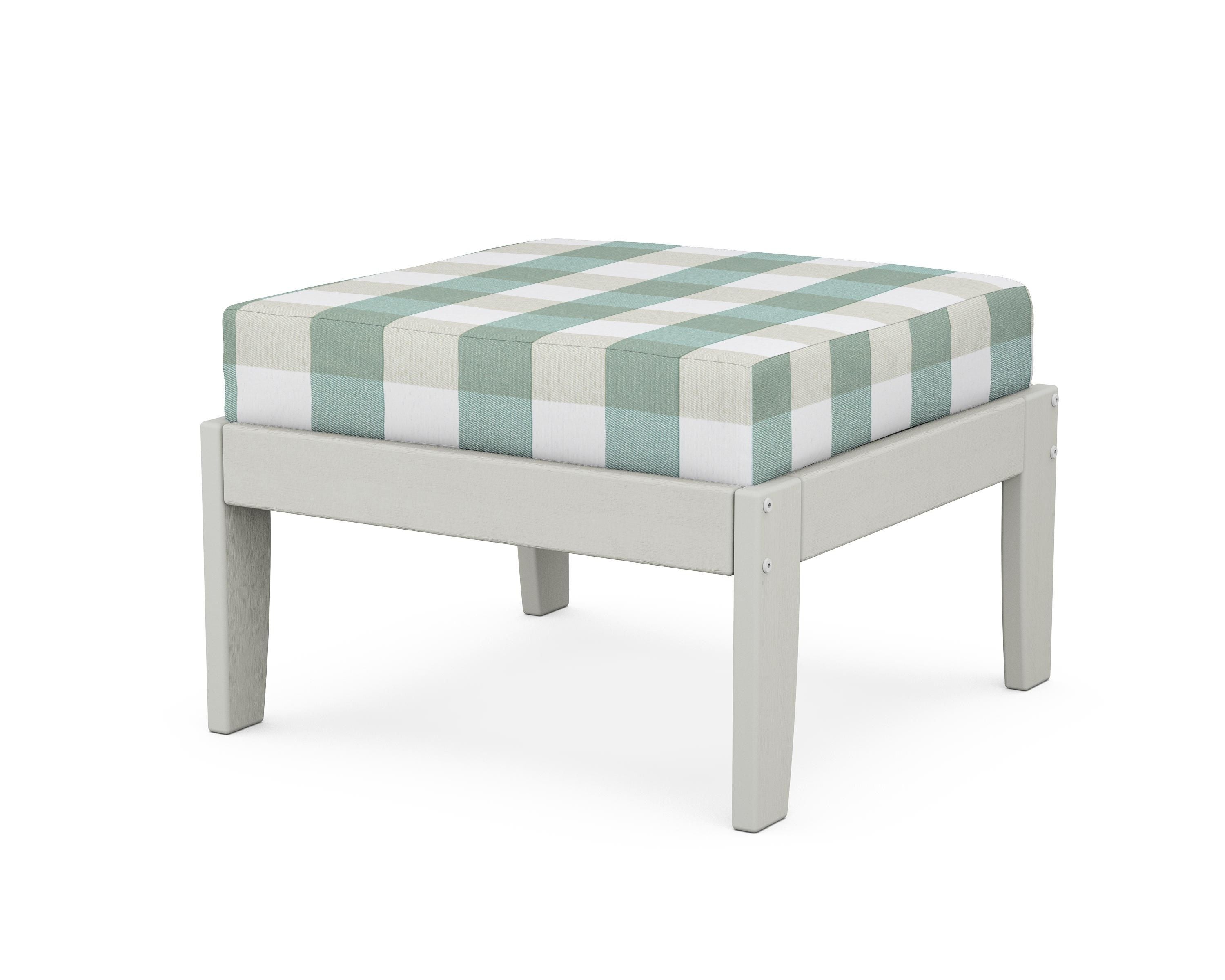 Unbranded Modular Ottoman - Classic in Vintage White / Buffalo Plaid Glacier Spa