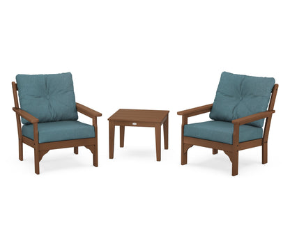 POLYWOOD® Vineyard 3-Piece Deep Seating Set in Teak / Ocean Teal