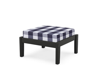 Unbranded Deep Seating Ottoman in Black / Buffalo Plaid Navy
