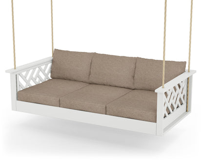 POLYWOOD® Chippendale Daybed Swing in White / Spiced Burlap