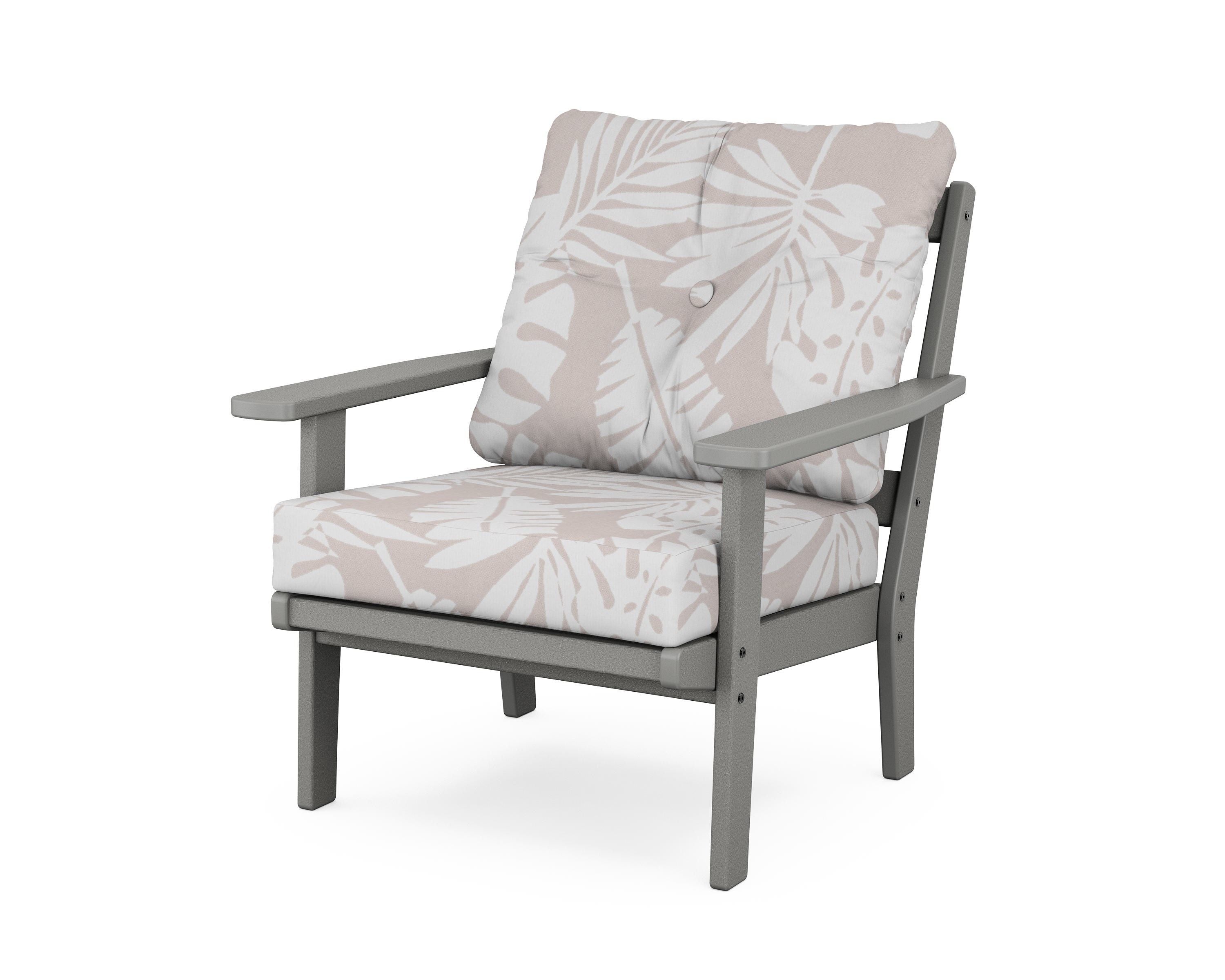 POLYWOOD® Prairie Deep Seating Chair in Slate Grey / Leaf Dune Burlap