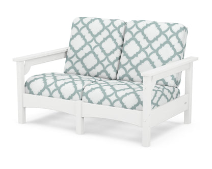 POLYWOOD® Club Loveseat in White / Trellis Glacier Spa