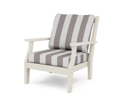 Country Living Wovendale Deep Seating Chair in Sand / Cabana Stripe Grey Mist