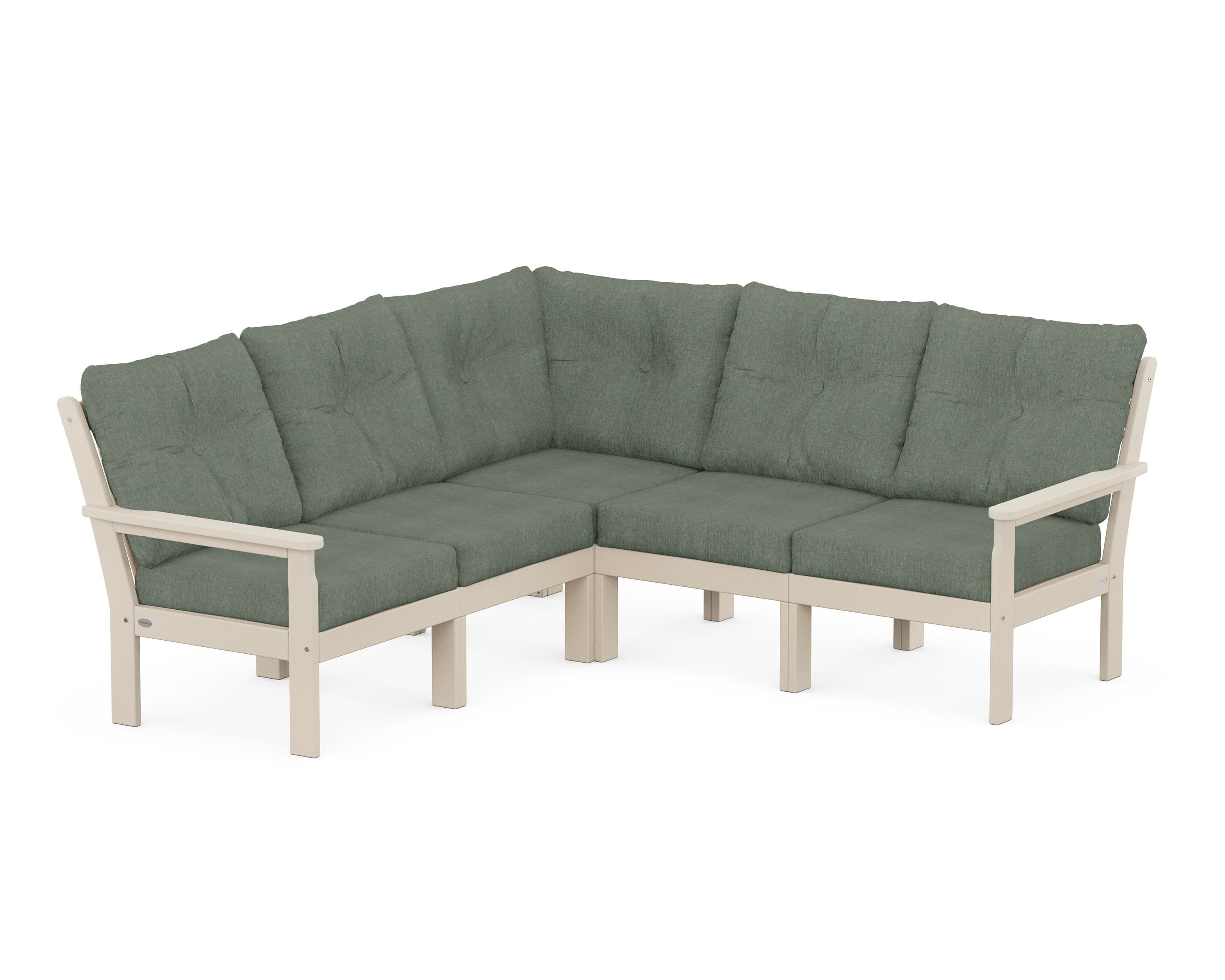 POLYWOOD® Vineyard 5-Piece Sectional in Sand / Cast Sage