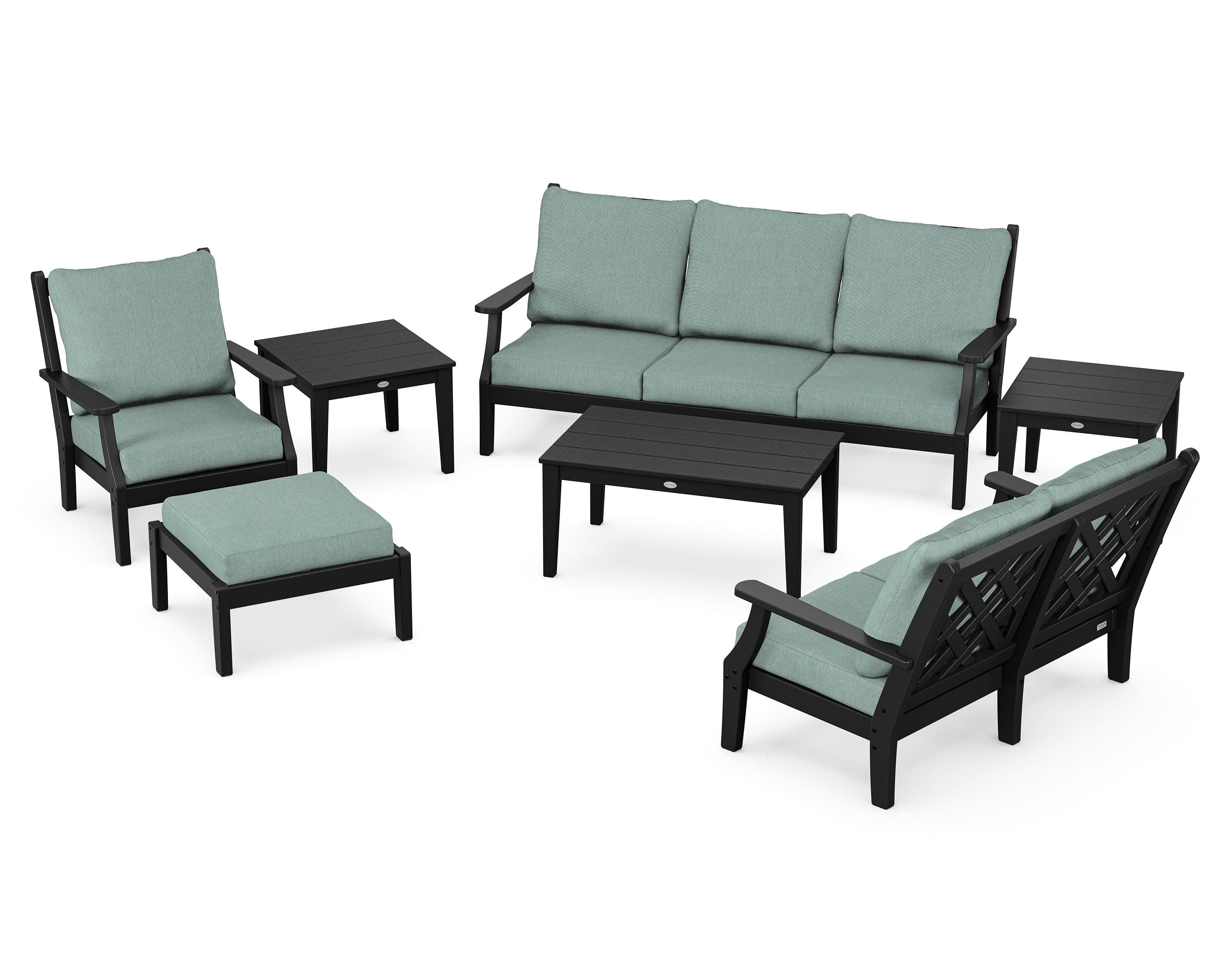 Country Living Wovendale 7-Piece Deep Seating Set in Black / Glacier Spa