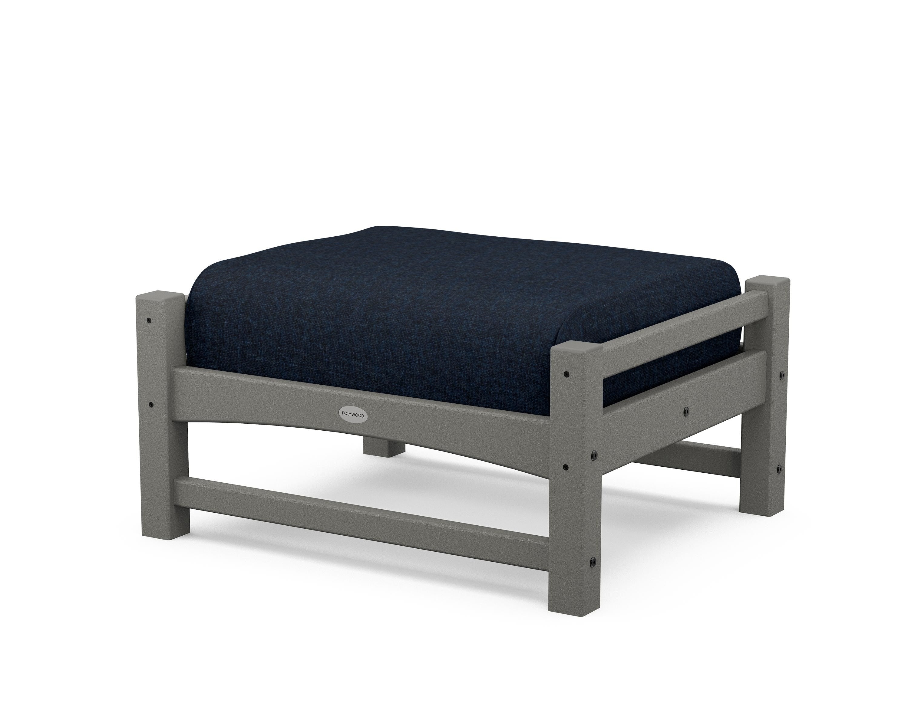 POLYWOOD® Club Ottoman in Slate Grey / Marine Indigo
