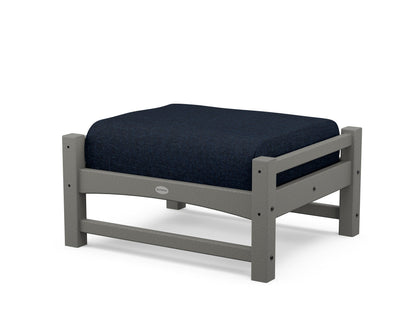 POLYWOOD® Club Ottoman in Slate Grey / Marine Indigo