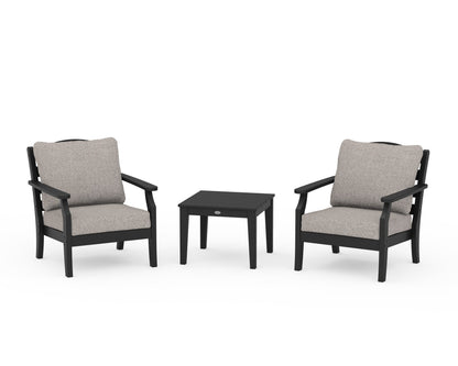 Draper James™ by  POLYWOOD® Savannah 3-Piece Deep Seating Set in Black / Weathered Tweed