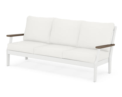POLYWOOD® Braxton Deep Seating Sofa in White / Kona / Natural Linen