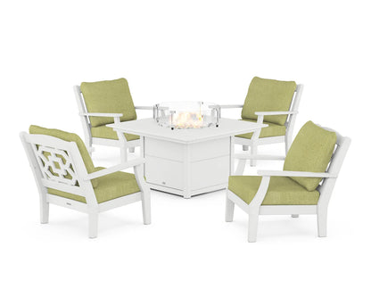 Chinoiserie 5-Piece Deep Seating Set with Fire Pit Table