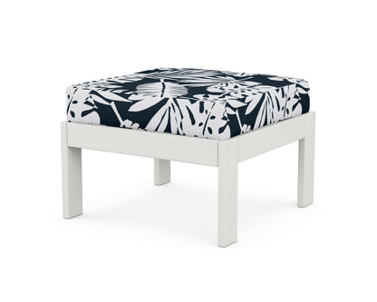 POLYWOOD® Vineyard Modular Ottoman in Vintage White / Leaf Marine Indigo
