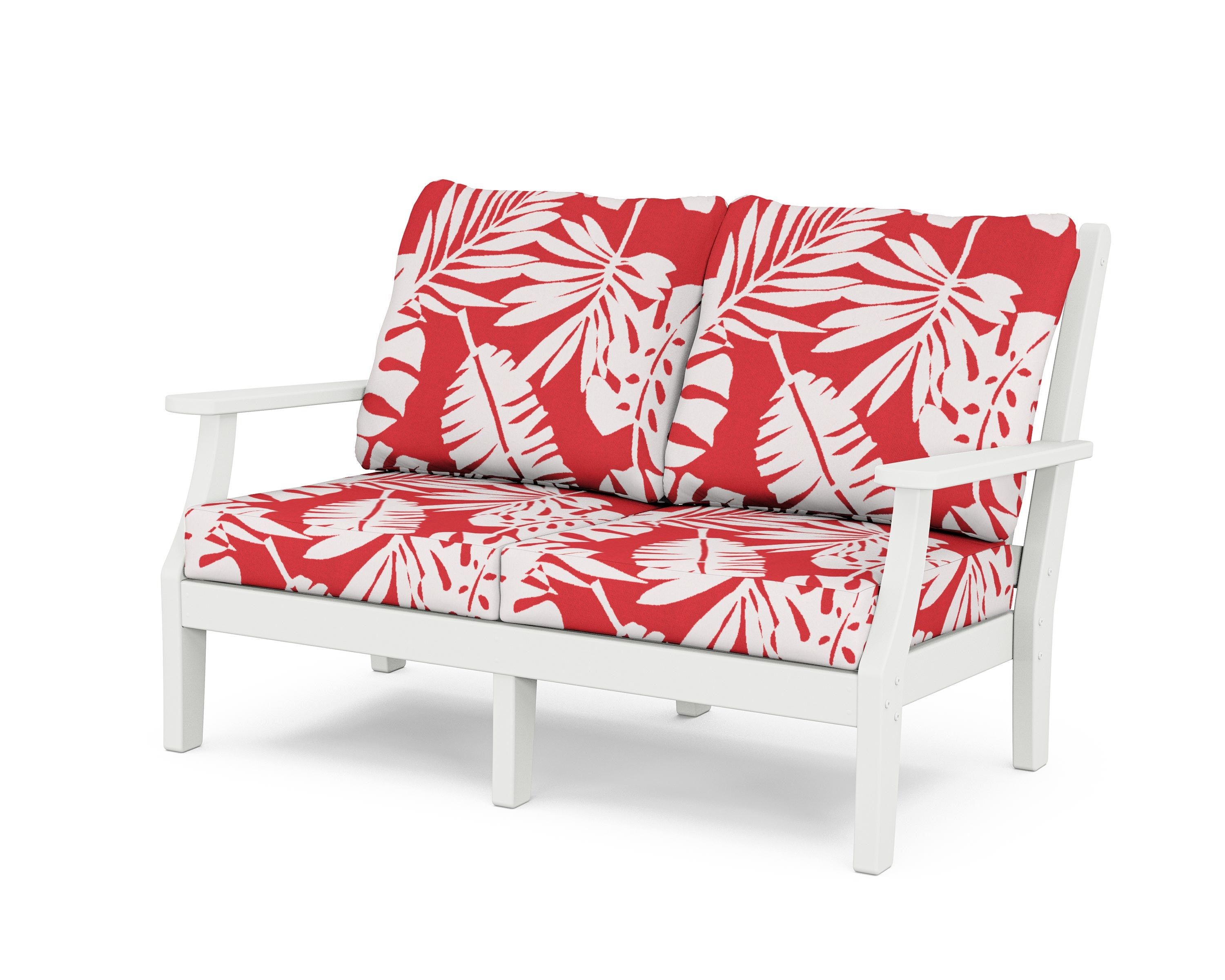 Country Living Wovendale Deep Seating Loveseat in White / Leaf Crimson
