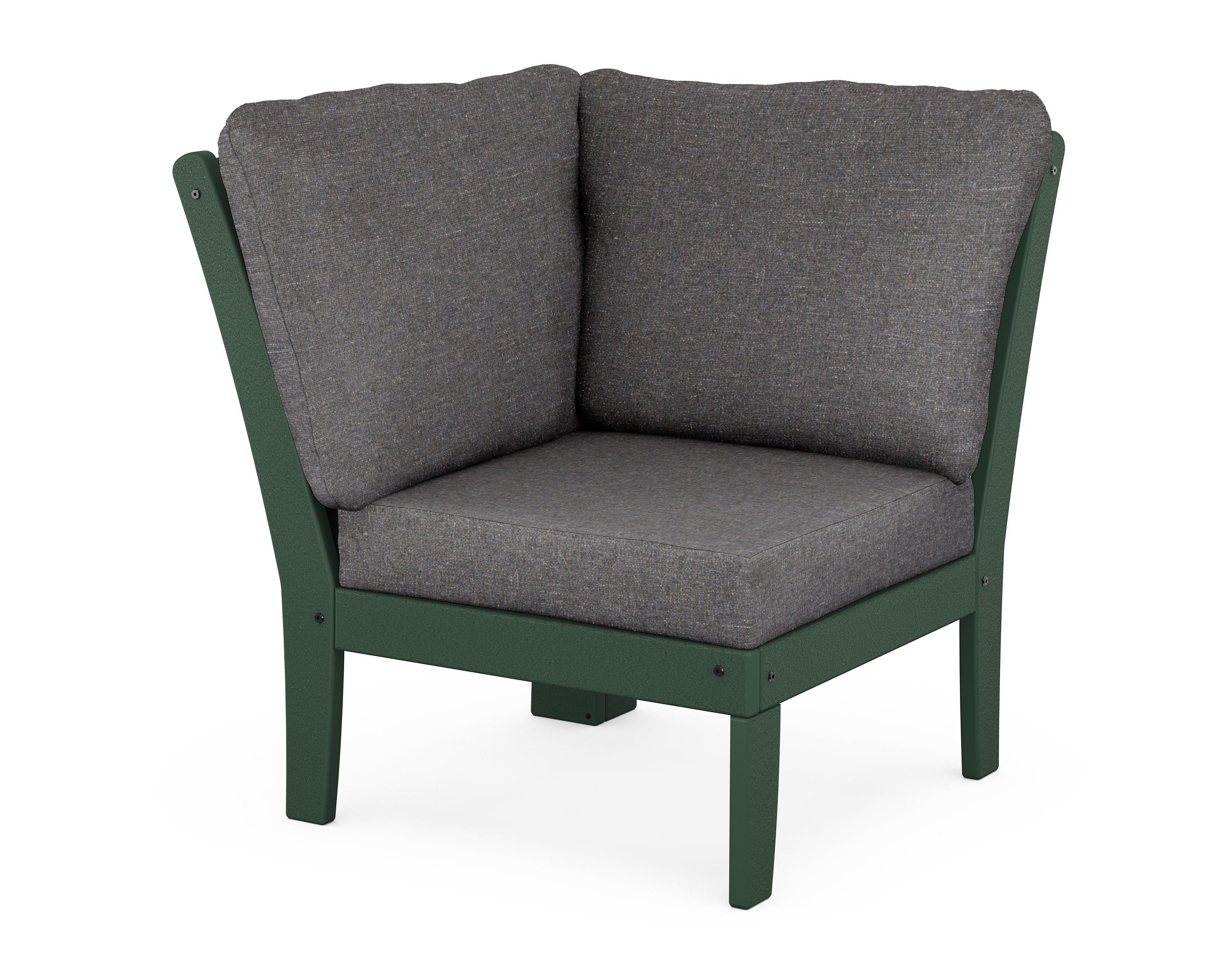 POLYWOOD® Braxton Modular Corner Chair in Green / Ash Charcoal