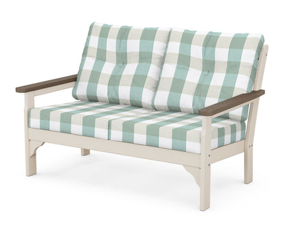 POLYWOOD® Vineyard Deep Seating Loveseat in Sand / Kona / Buffalo Plaid Glacier Spa