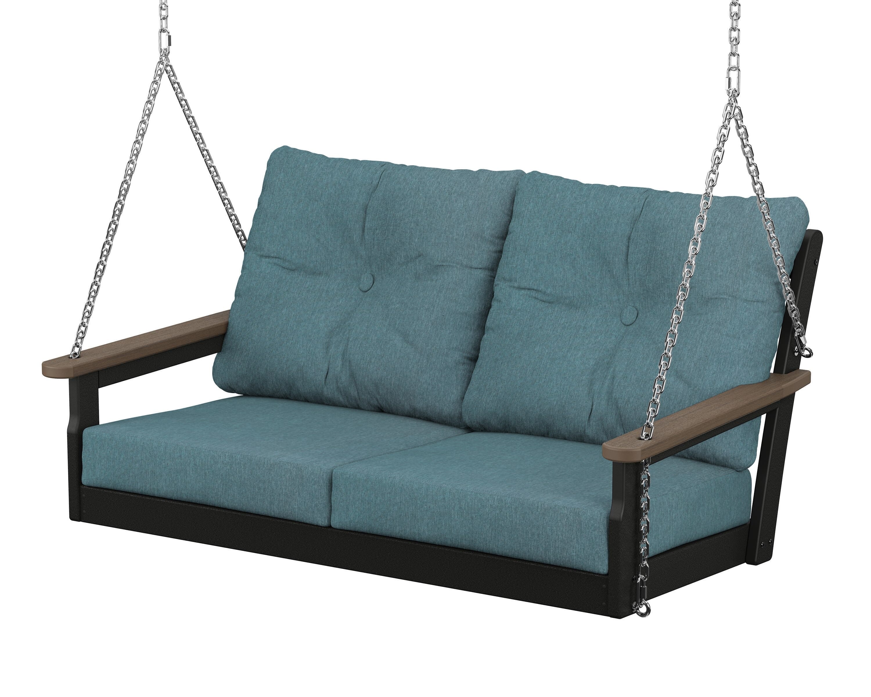 POLYWOOD® Vineyard Deep Seating Swing in Black / Kona / Ocean Teal