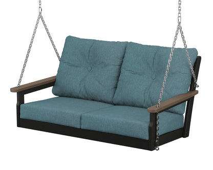 POLYWOOD® Vineyard Deep Seating Swing in Black / Kona / Ocean Teal