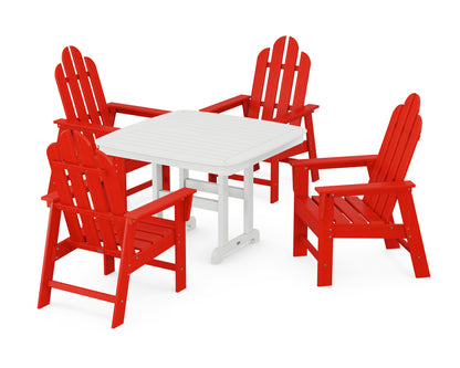 POLYWOOD® Long Island 5-Piece Dining Set with Trestle Legs in Sunset Red / White