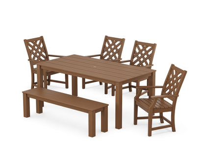 Country Living Wovendale 6-Piece Parsons Dining Set with Bench in Teak