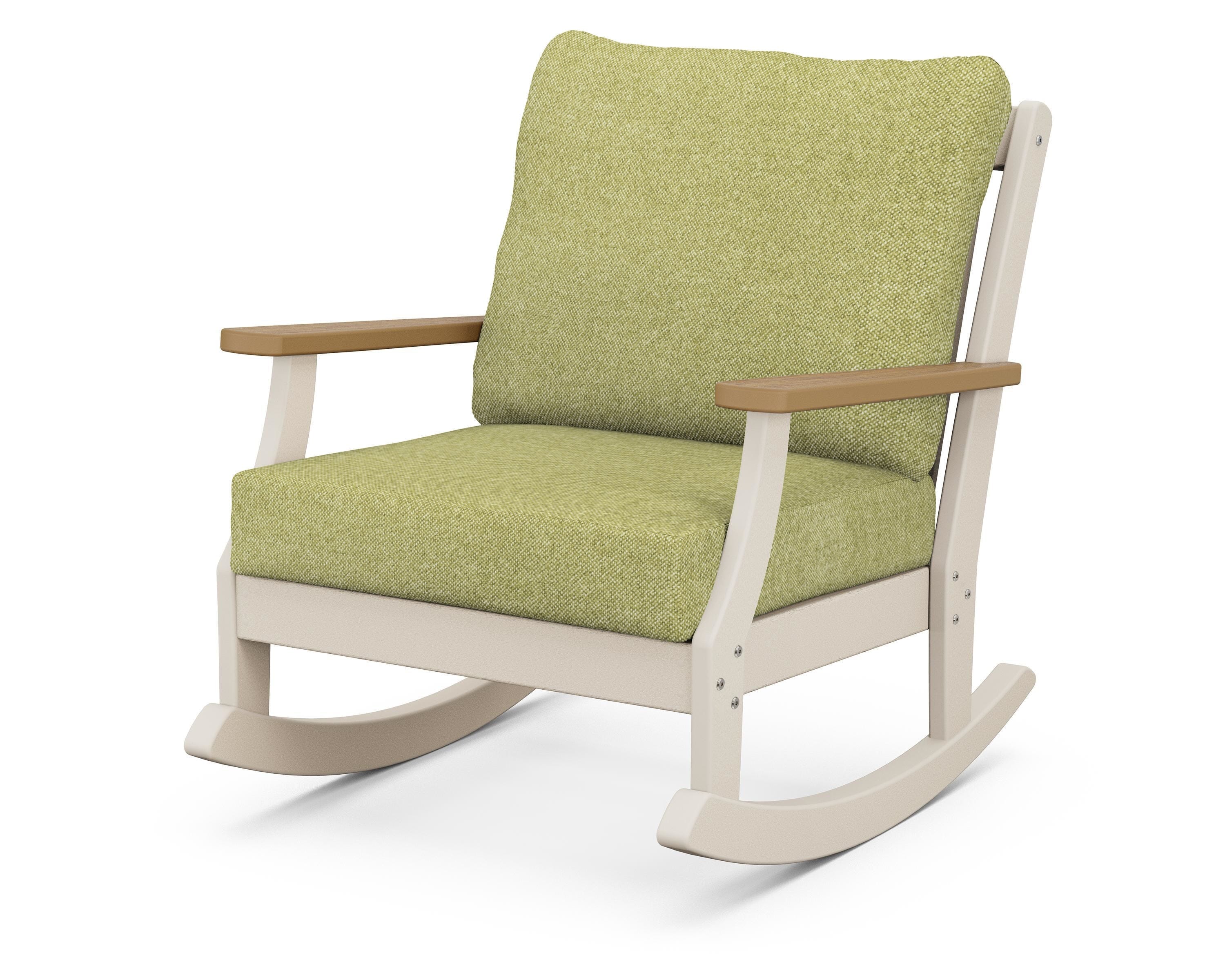 POLYWOOD® Braxton Deep Seating Rocking Chair in Sand / Natural / Chartreuse Boucle