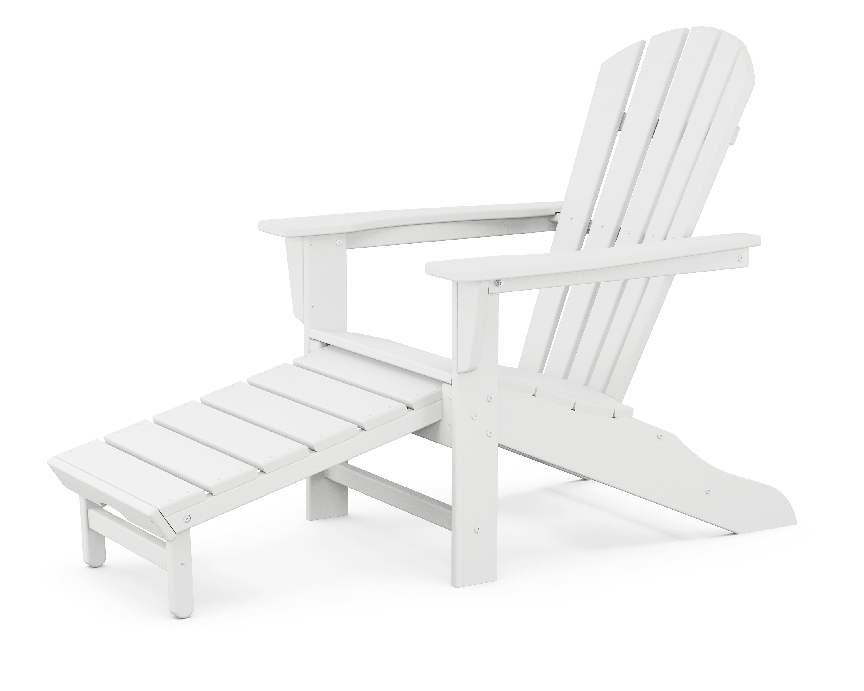 POLYWOOD® Palm Coast Ultimate Adirondack with Hideaway Ottoman in White