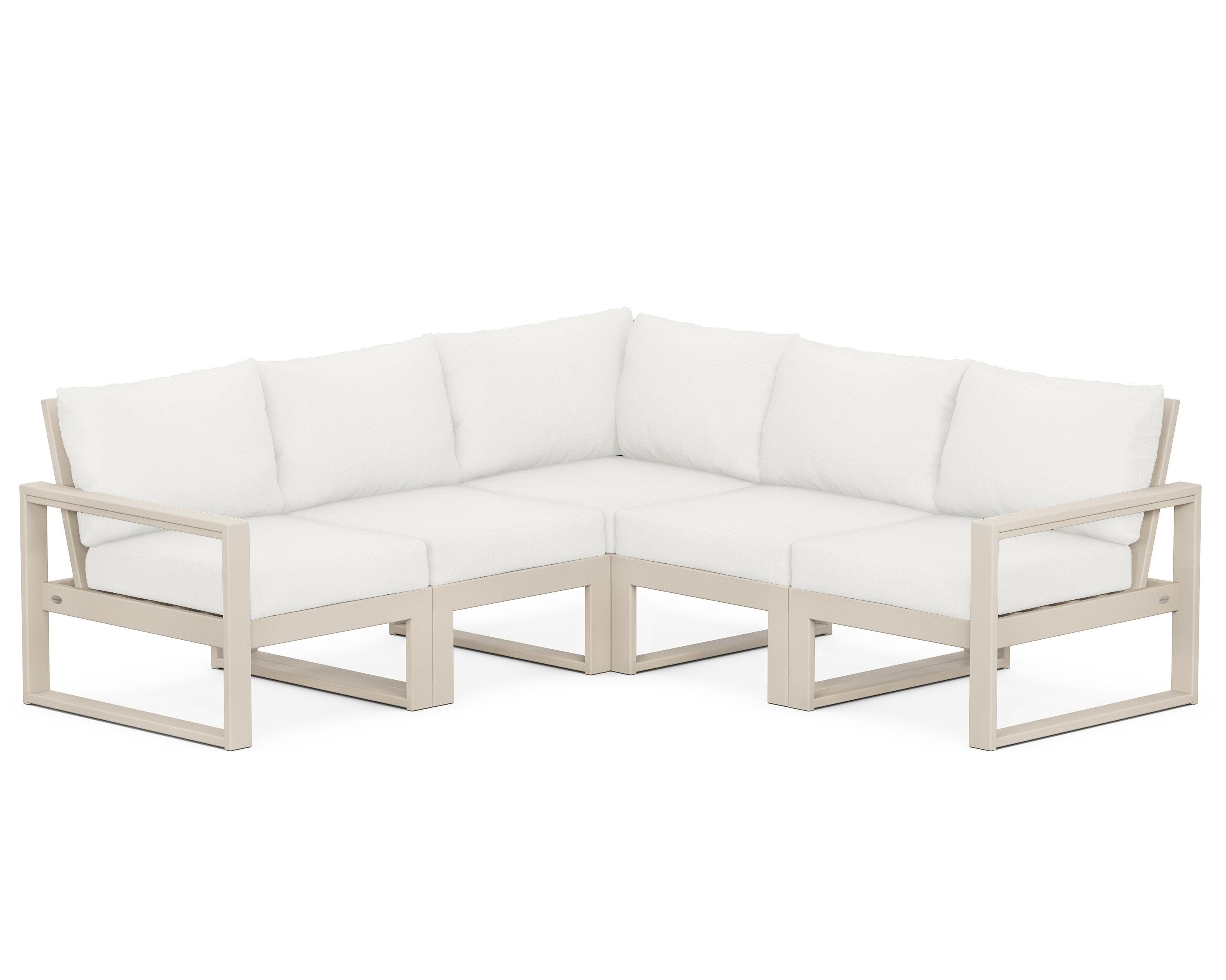 POLYWOOD® EDGE 5-Piece Modular Deep Seating Set in Sand / Natural Linen