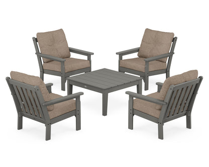 POLYWOOD® Vineyard 5-Piece Deep Seating Conversation Set in Slate Grey / Spiced Burlap