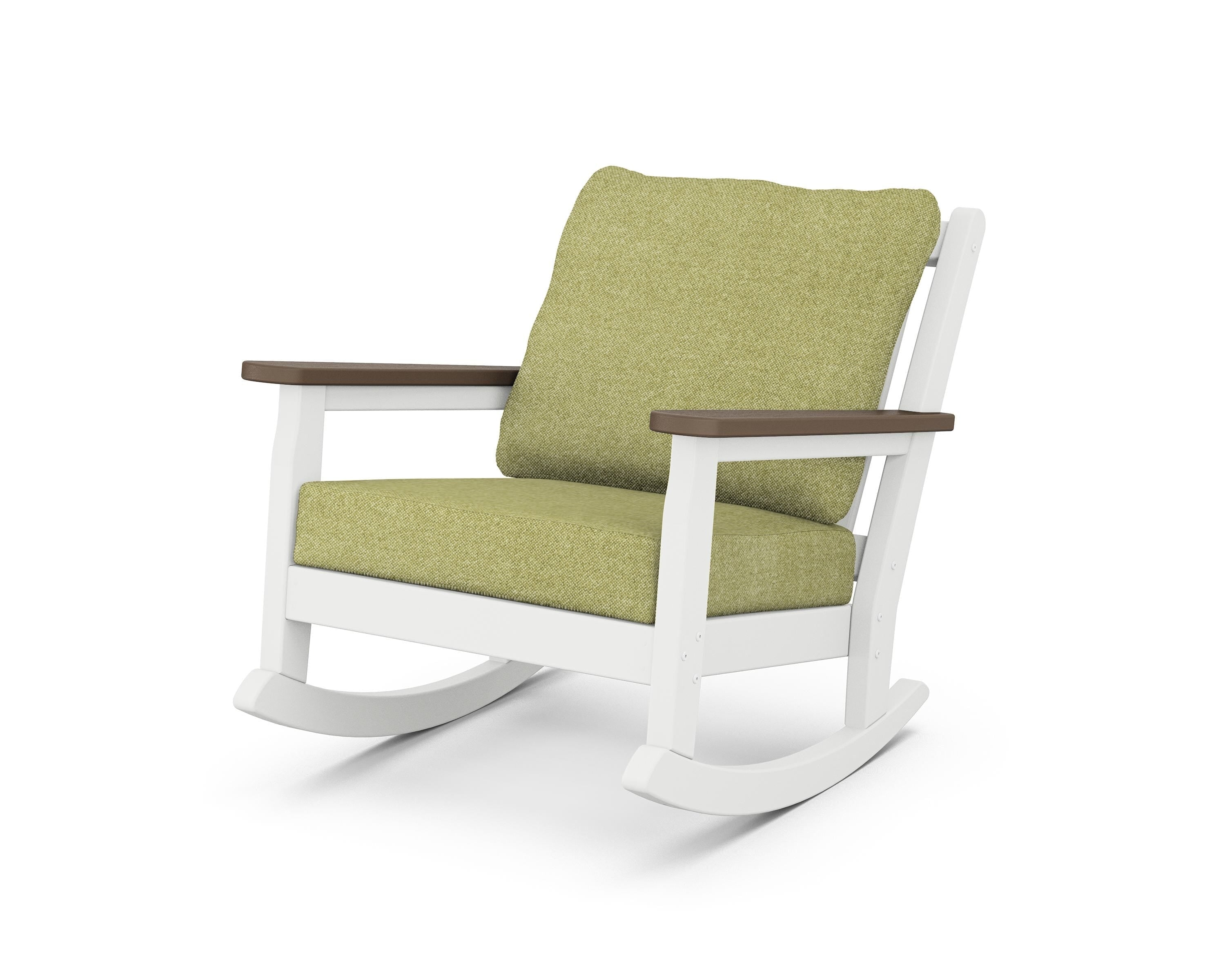 POLYWOOD® Chippendale Deep Seating Rocking Chair in White / Kona / Chartreuse Boucle