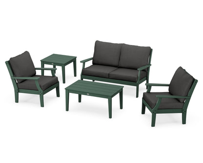 POLYWOOD® Braxton 5-Piece Deep Seating Set in Green / Spectrum Carbon