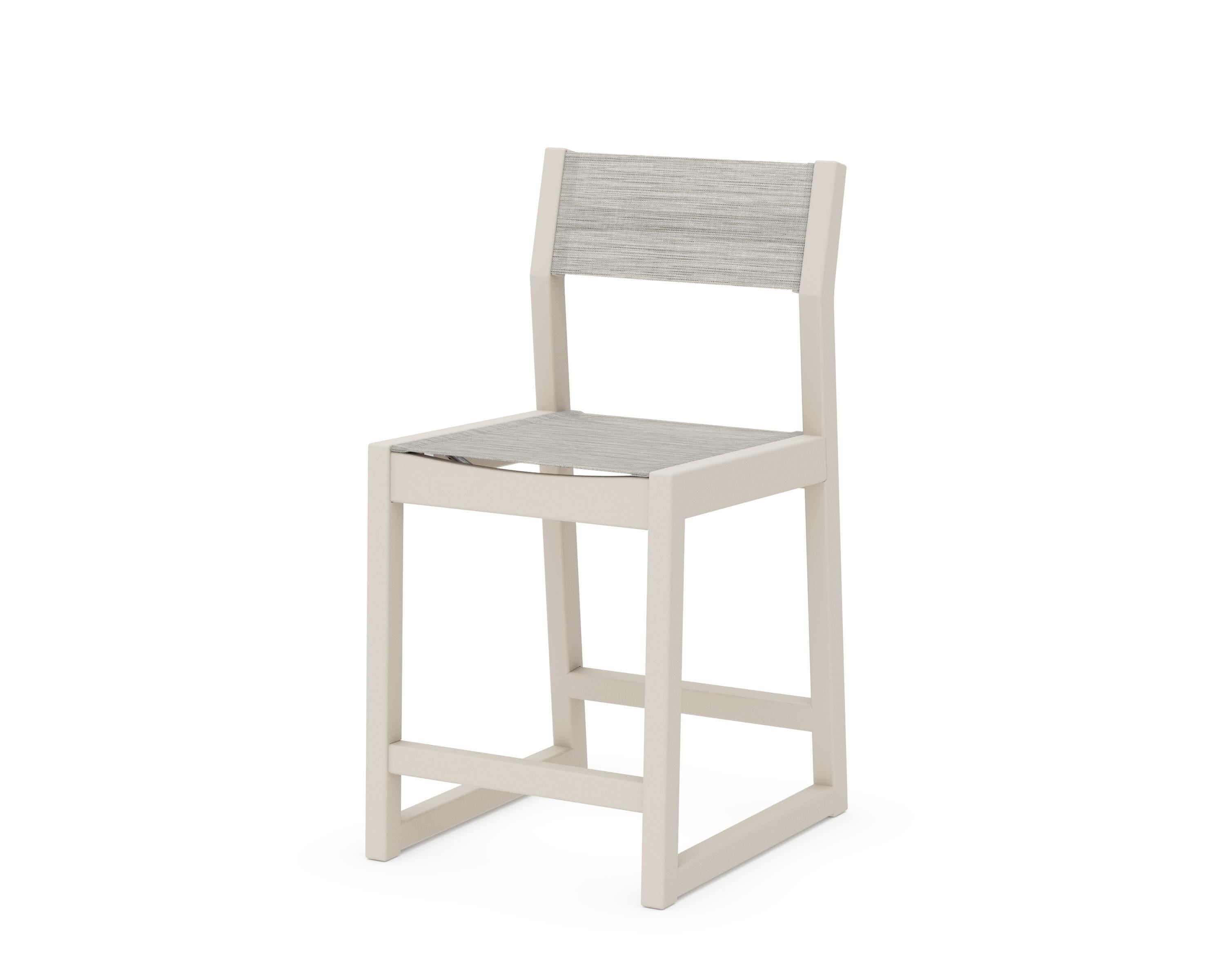 POLYWOOD® EDGE Sling Counter Side Chair in Sand / Birch Sling