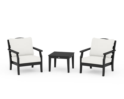Draper James™ by  POLYWOOD® Savannah 3-Piece Deep Seating Set in Black / Natural Linen