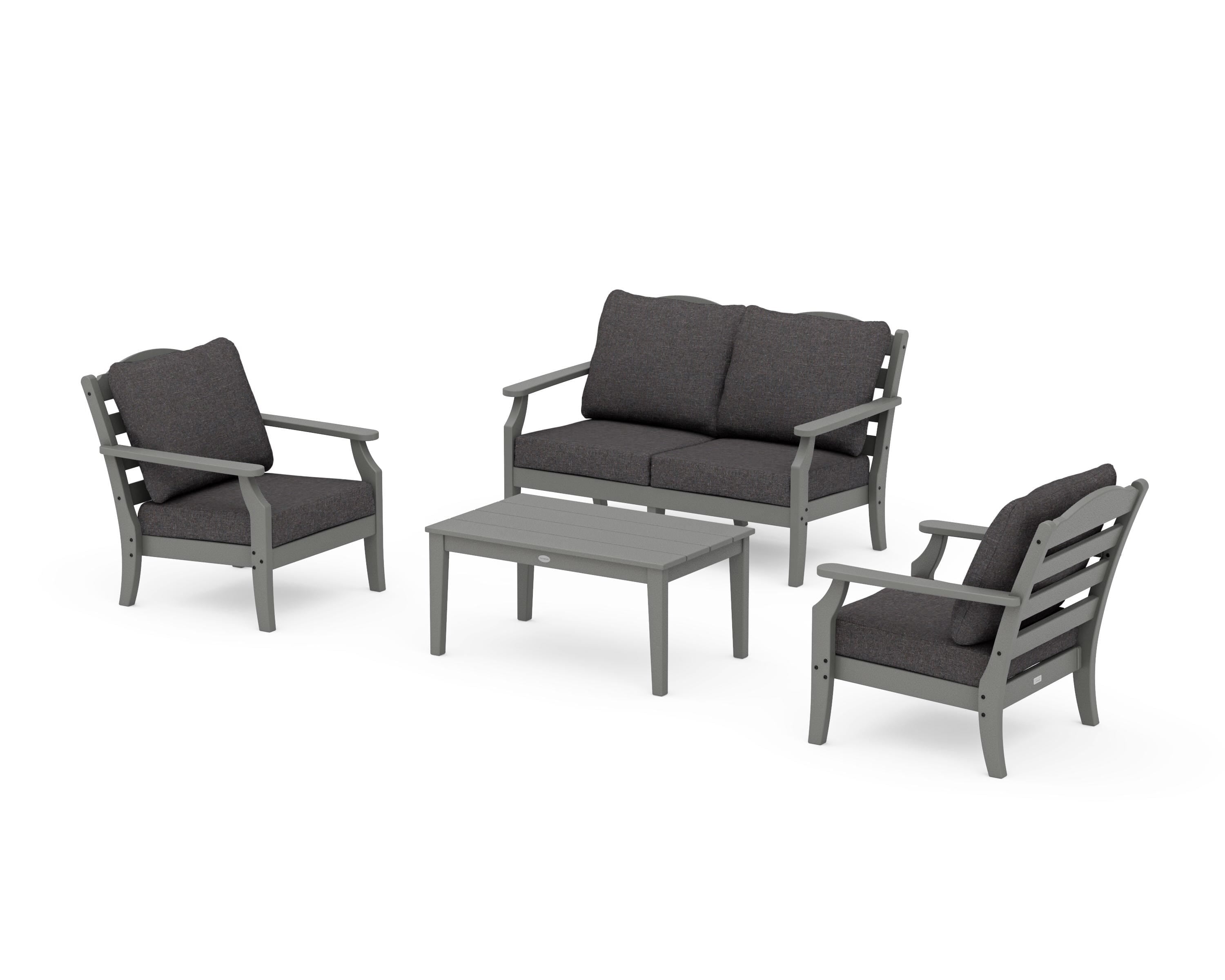 Draper James™ by  POLYWOOD® Savannah 4-Piece Deep Seating Set with Loveseat in Slate Grey / Ash Charcoal