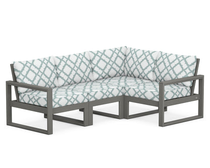 POLYWOOD® EDGE 4-Piece Modular Deep Seating Set in Slate Grey / Trellis Glacier Spa