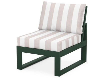 Unbranded Modular Armless Chair in Green / Cabana Stripe Dune Burlap