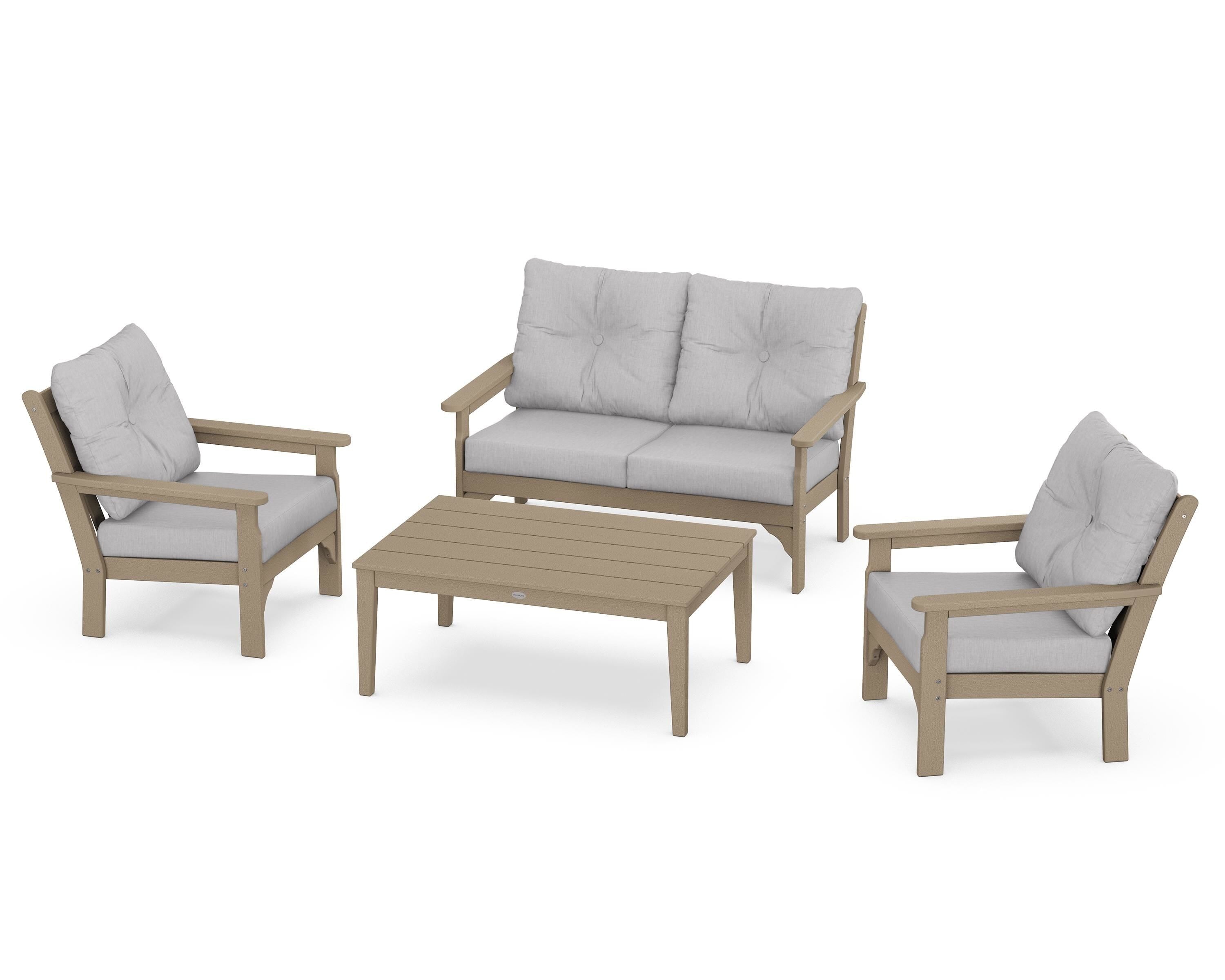 POLYWOOD® Vineyard 4-Piece Deep Seating Set in Vintage Sahara / Granite