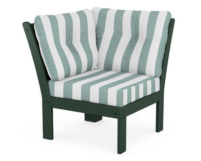 POLYWOOD® Vineyard Modular Corner Chair in Green / Cabana Stripe Glacier Spa