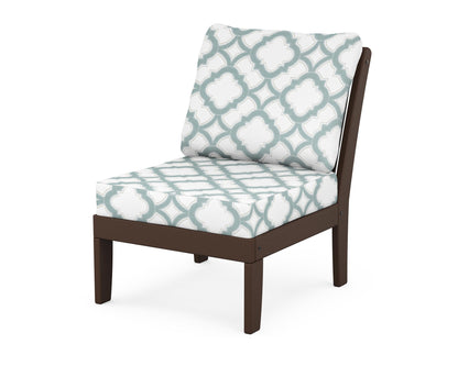 POLYWOOD® Braxton Modular Armless Chair in Mahogany / Trellis Glacier Spa