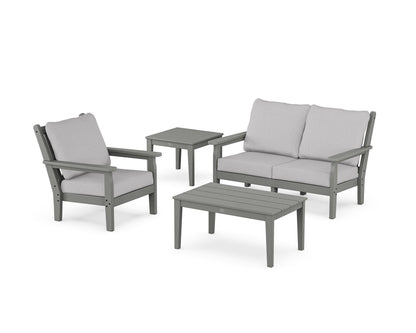 POLYWOOD® Chippendale 4-Piece Deep Seating Set in Slate Grey / Granite